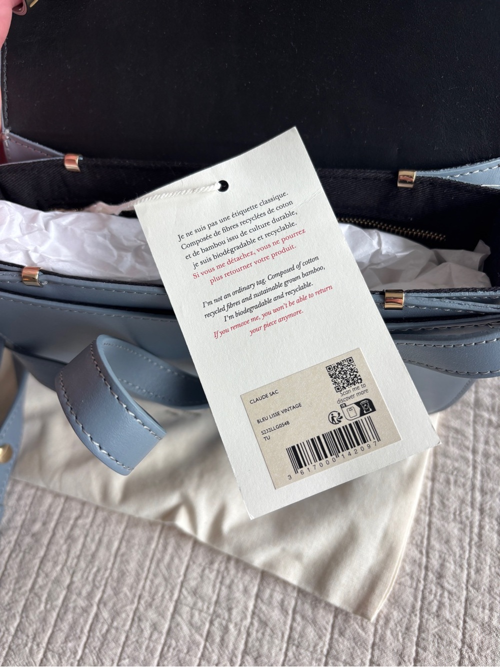 NWT Sézane Claude Bag in Vintage Blue - Picture 8 of 9